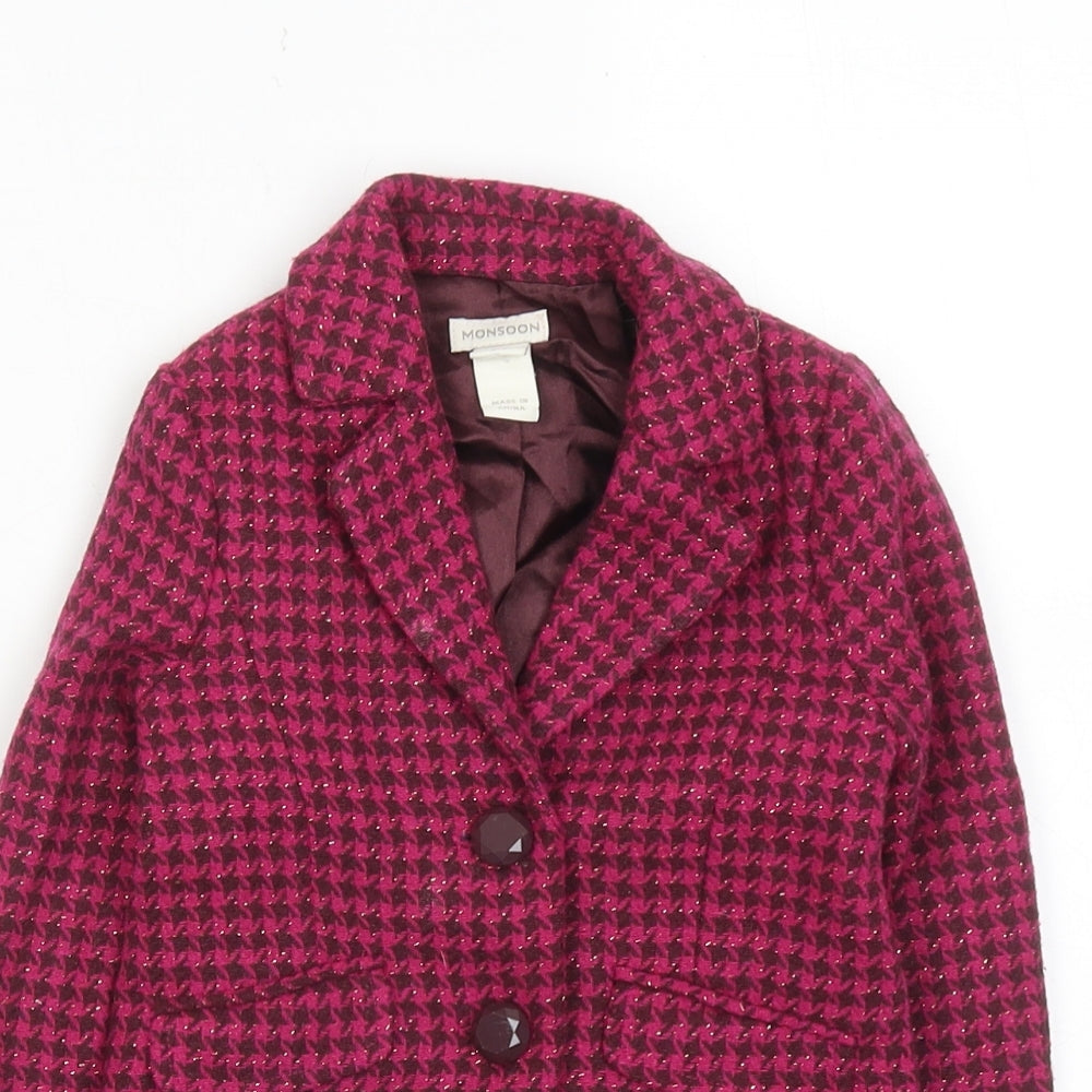 Monsoon Girls Pink Geometric Jacket Blazer Size 3-4 Years Button