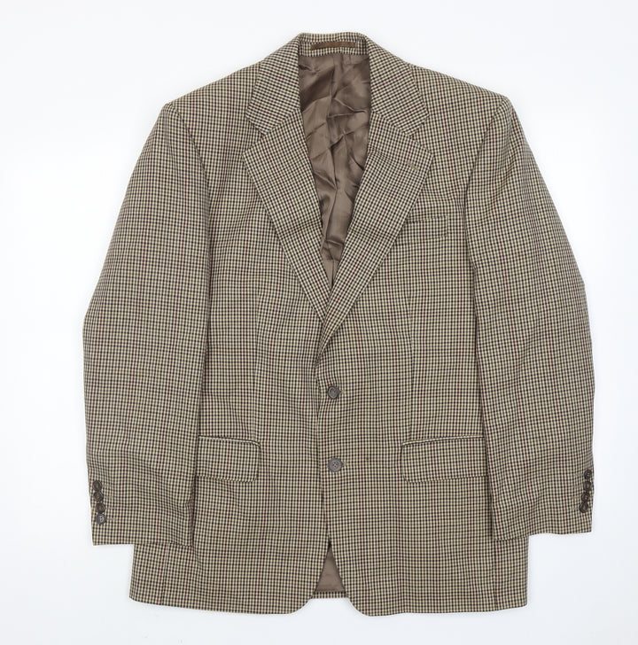 Mr Harry Mens Brown Geometric Polyester Jacket Blazer Size 40 Regular