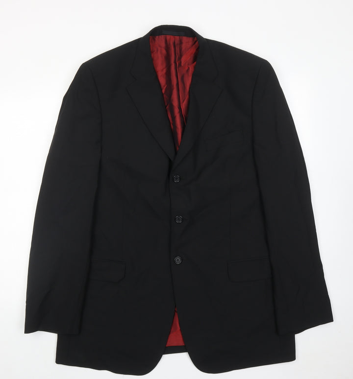 Kartell Mens Black Wool Jacket Suit Jacket Size 44 Regular