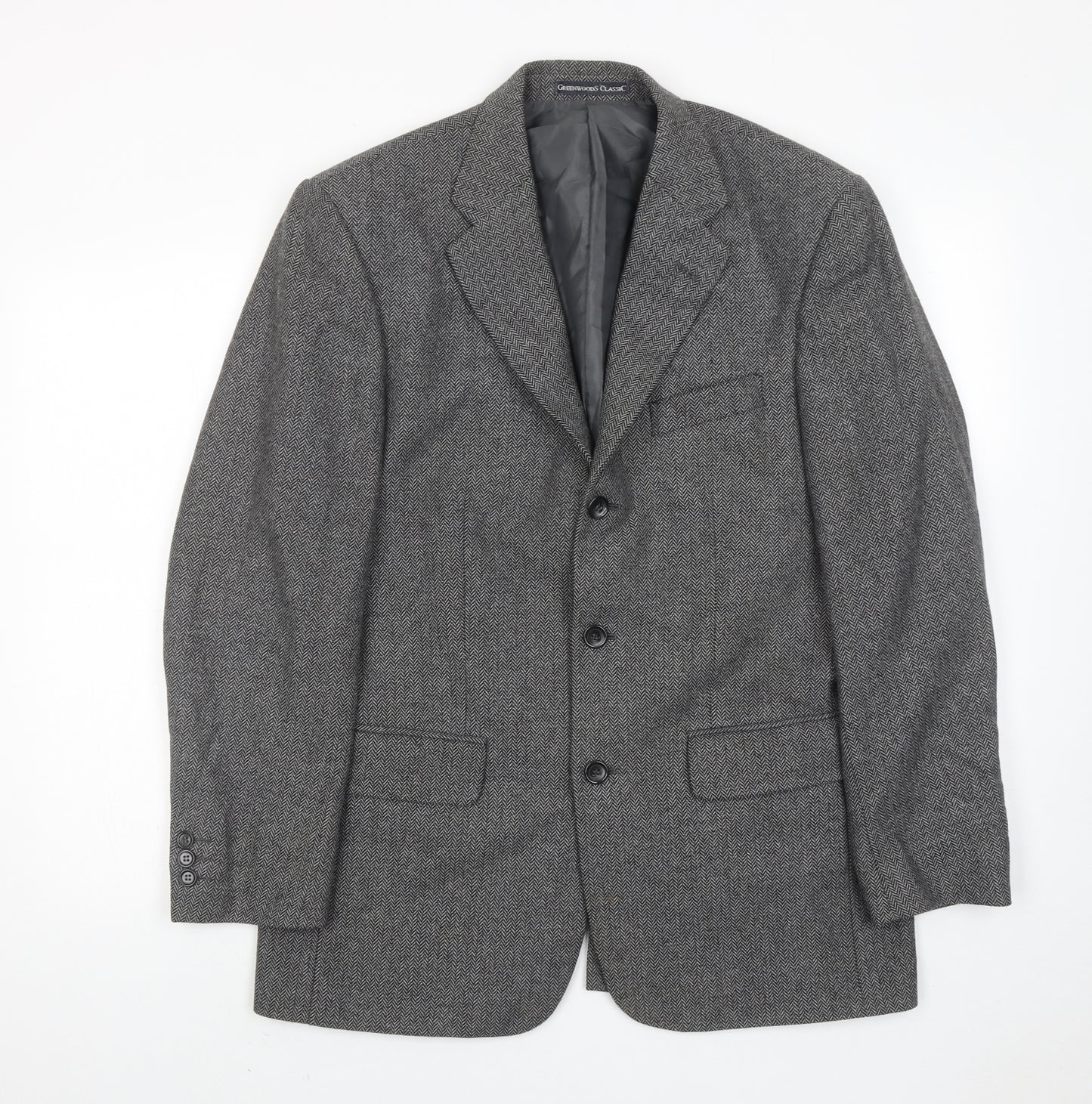 Greenwoods Mens Grey Wool Jacket Suit Jacket Size 38 Regular