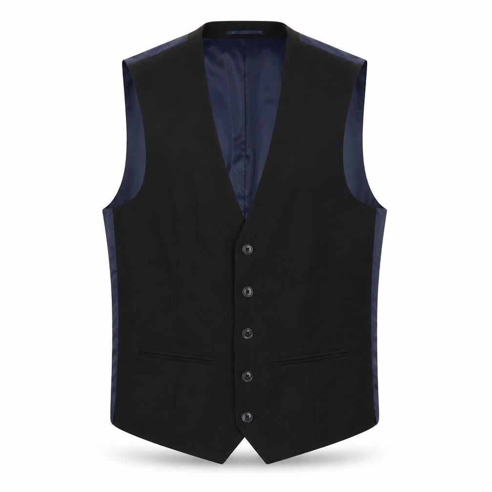 Front view of Next men’s blue polyester jacket suit waistcoat, size 38, regular