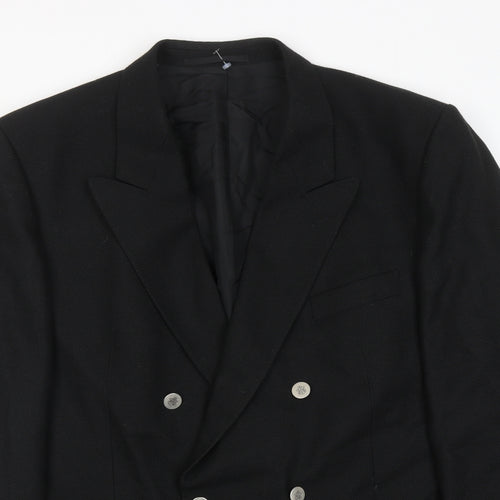 Ritex Mens Black Wool Jacket Blazer Size 44 Regular
