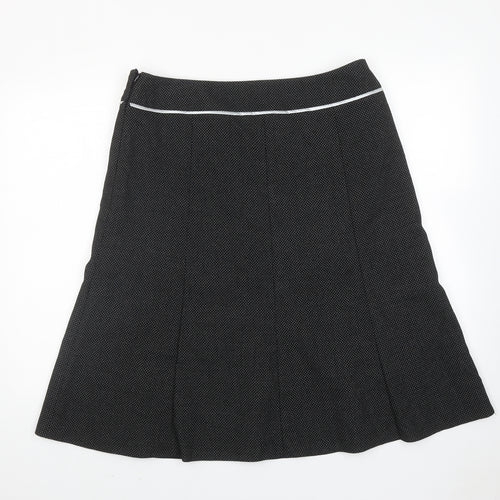 Klass Womens Black Geometric Polyester Swing Skirt Size 16 Zip