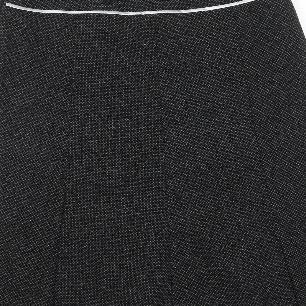 Klass Womens Black Geometric Polyester Swing Skirt Size 16 Zip