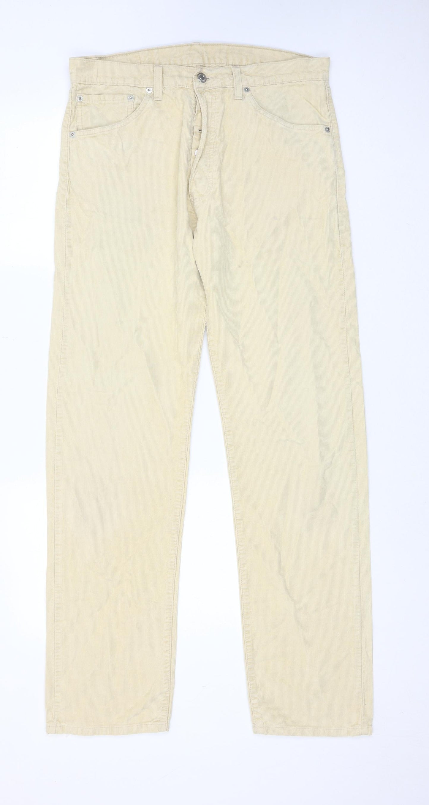 Levi's Mens Beige Cotton Trousers Size 34 in L34 in Regular Zip