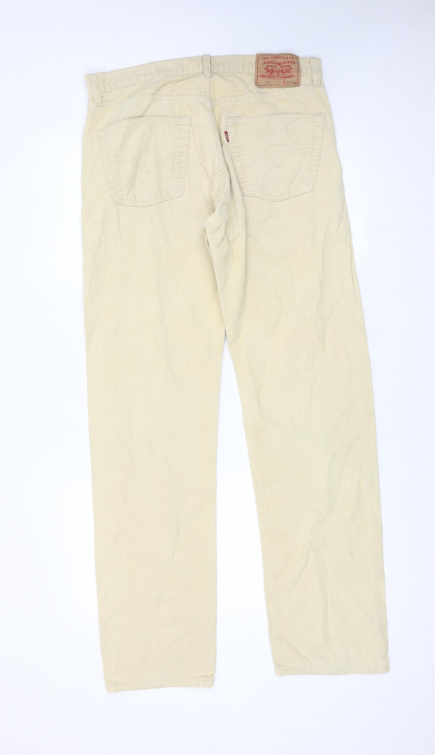 Levi's Mens Beige Cotton Trousers Size 34 in L34 in Regular Zip