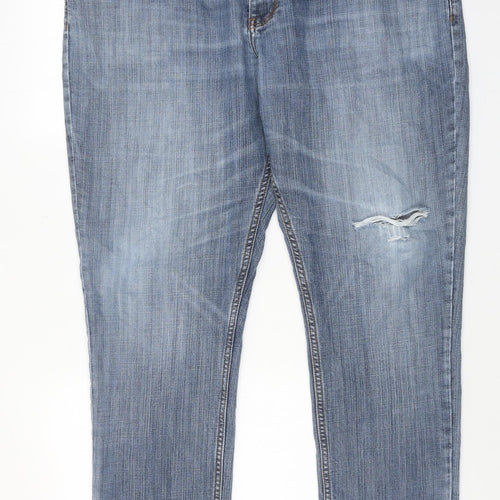 Penguin Mens Blue Cotton Straight Jeans Size 42 in L33 in Regular Zip