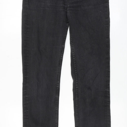 Marks and Spencer Womens Grey Cotton Straight Jeans Size 10 Regular Zip