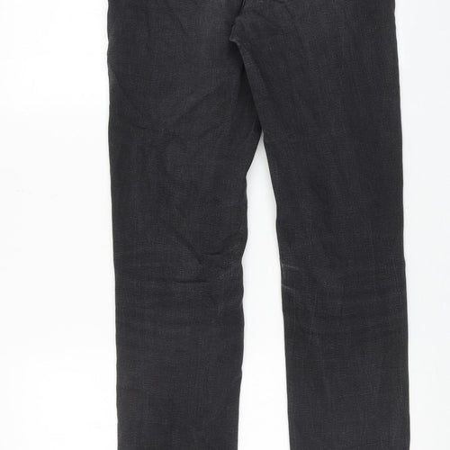 Marks and Spencer Womens Grey Cotton Straight Jeans Size 10 Regular Zip