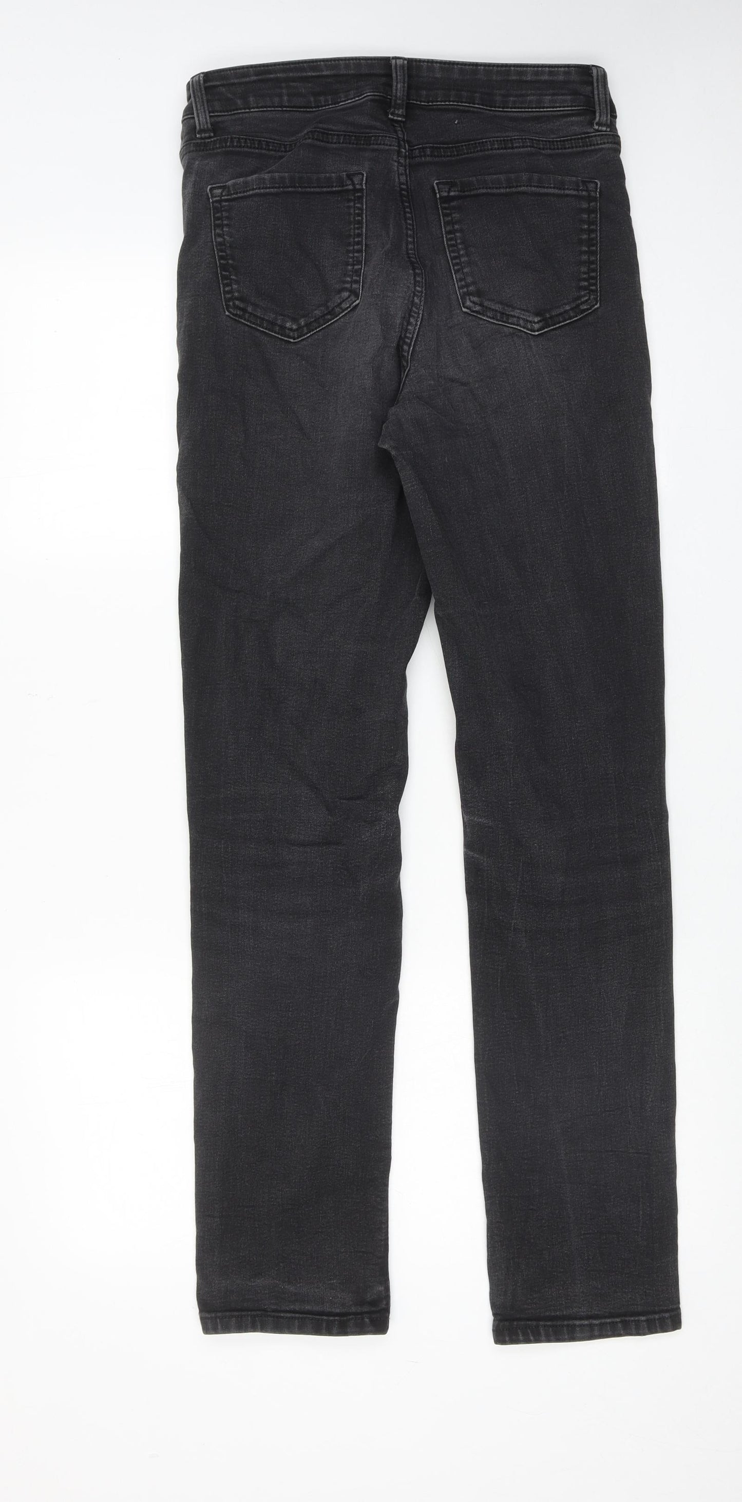 Marks and Spencer Womens Grey Cotton Straight Jeans Size 10 Regular Zip