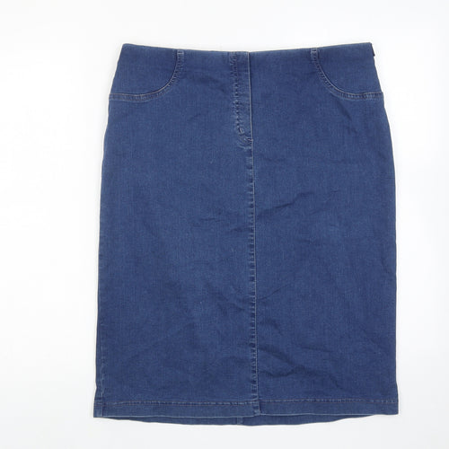 Robell Womens Blue Cotton A-Line Skirt Size 16