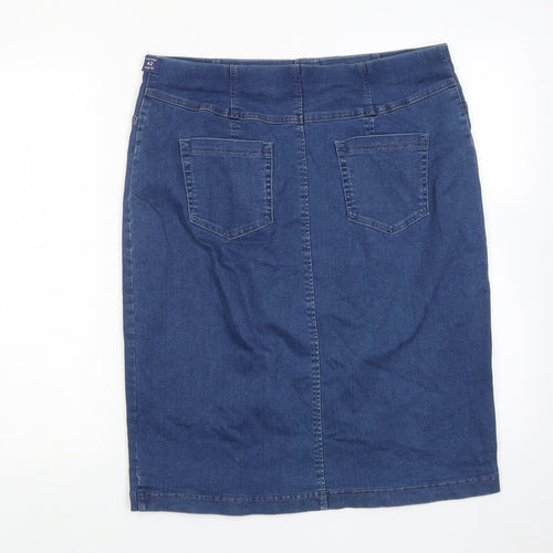 Robell Womens Blue Cotton A-Line Skirt Size 16