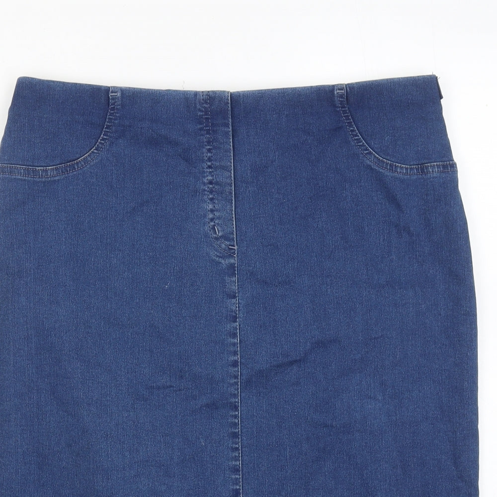Robell Womens Blue Cotton A-Line Skirt Size 16