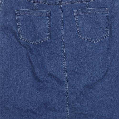 Robell Womens Blue Cotton A-Line Skirt Size 16