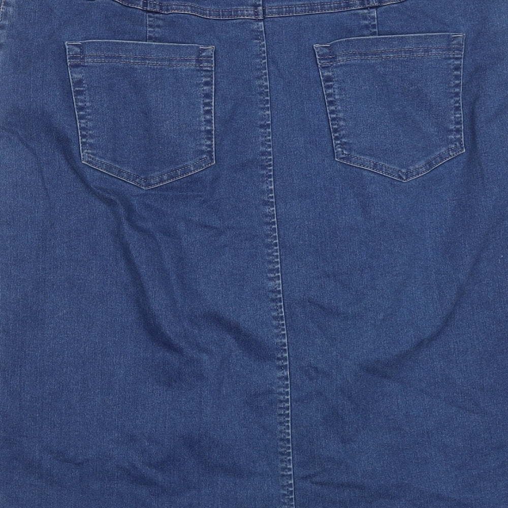 Robell Womens Blue Cotton A-Line Skirt Size 16