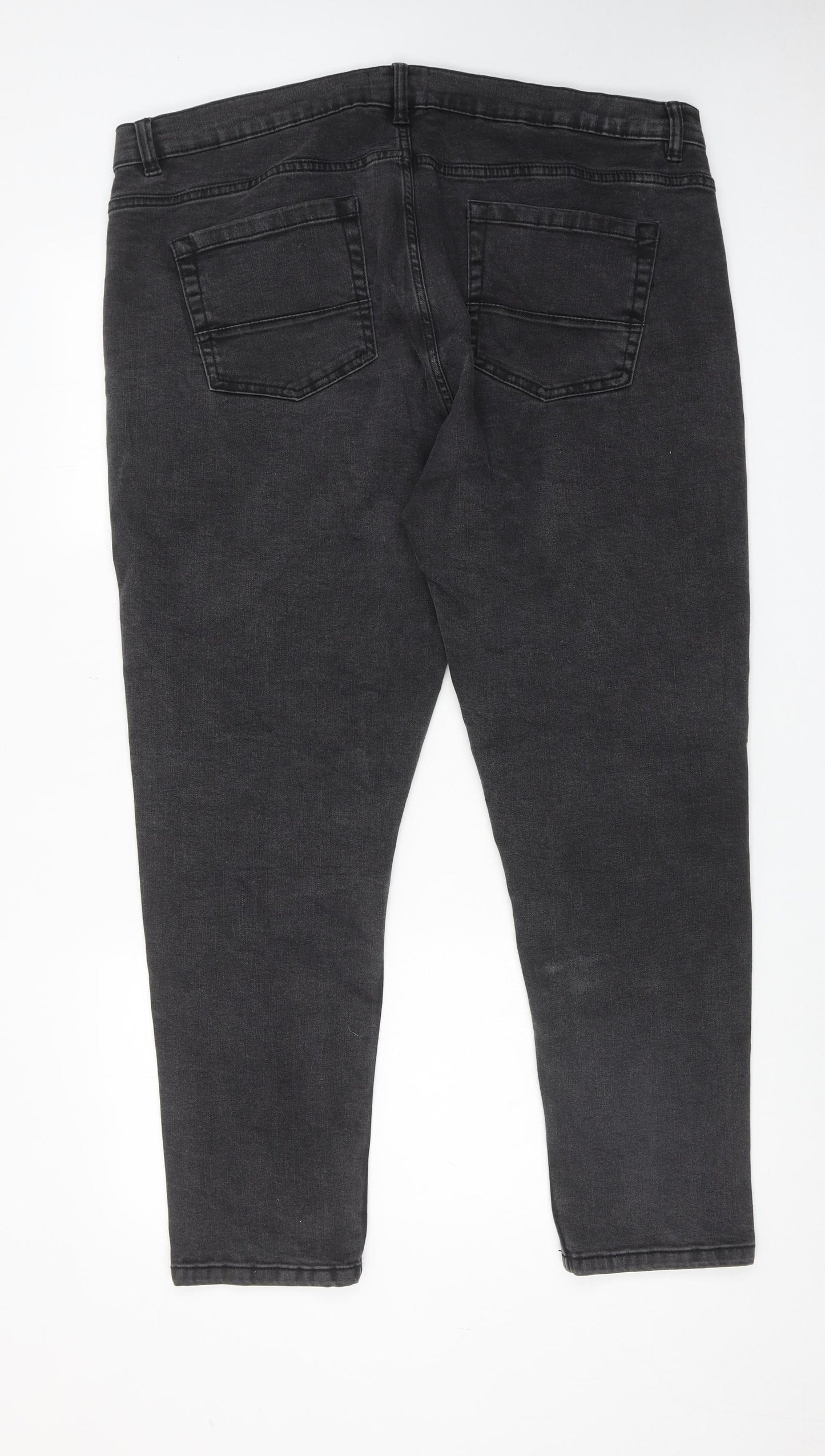 Jacamo Mens Grey Cotton Skinny Jeans Size 42 in Regular Zip - Short leg
