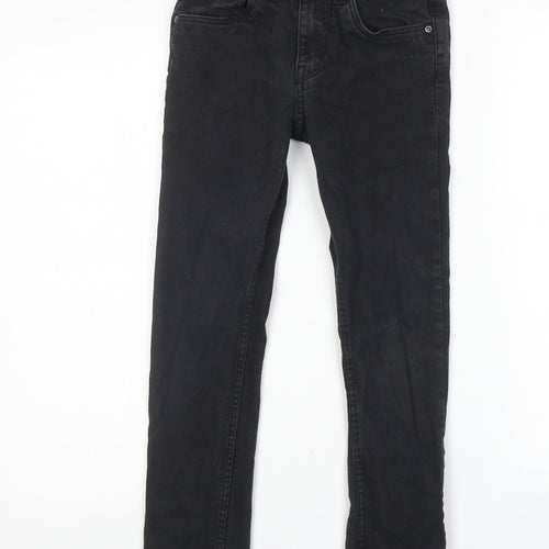 H&M Boys Black Cotton Skinny Jeans Size 9-10 Years Regular Zip