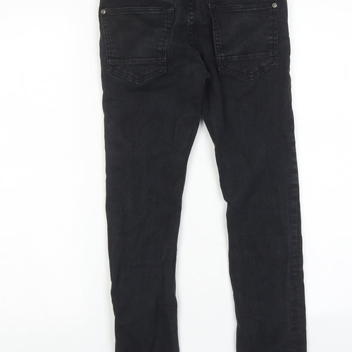 H&M Boys Black Cotton Skinny Jeans Size 9-10 Years Regular Zip