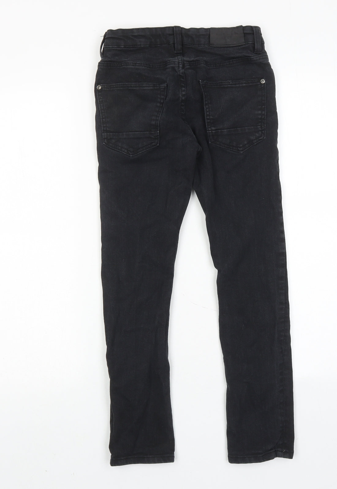 H&M Boys Black Cotton Skinny Jeans Size 9-10 Years Regular Zip