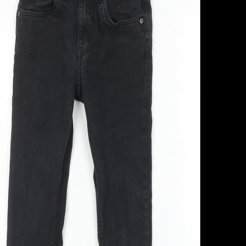 H&M Boys Black Cotton Skinny Jeans Size 9-10 Years Regular Zip