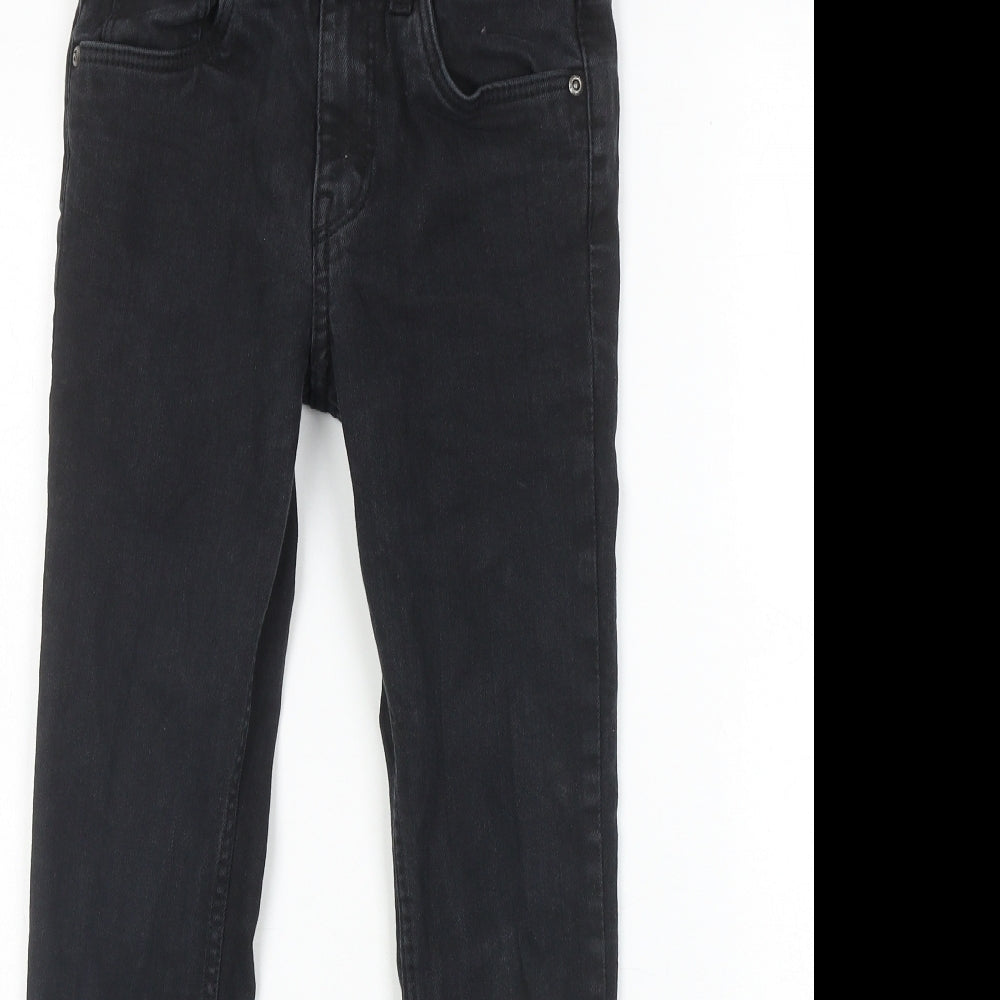 H&M Boys Black Cotton Skinny Jeans Size 9-10 Years Regular Zip