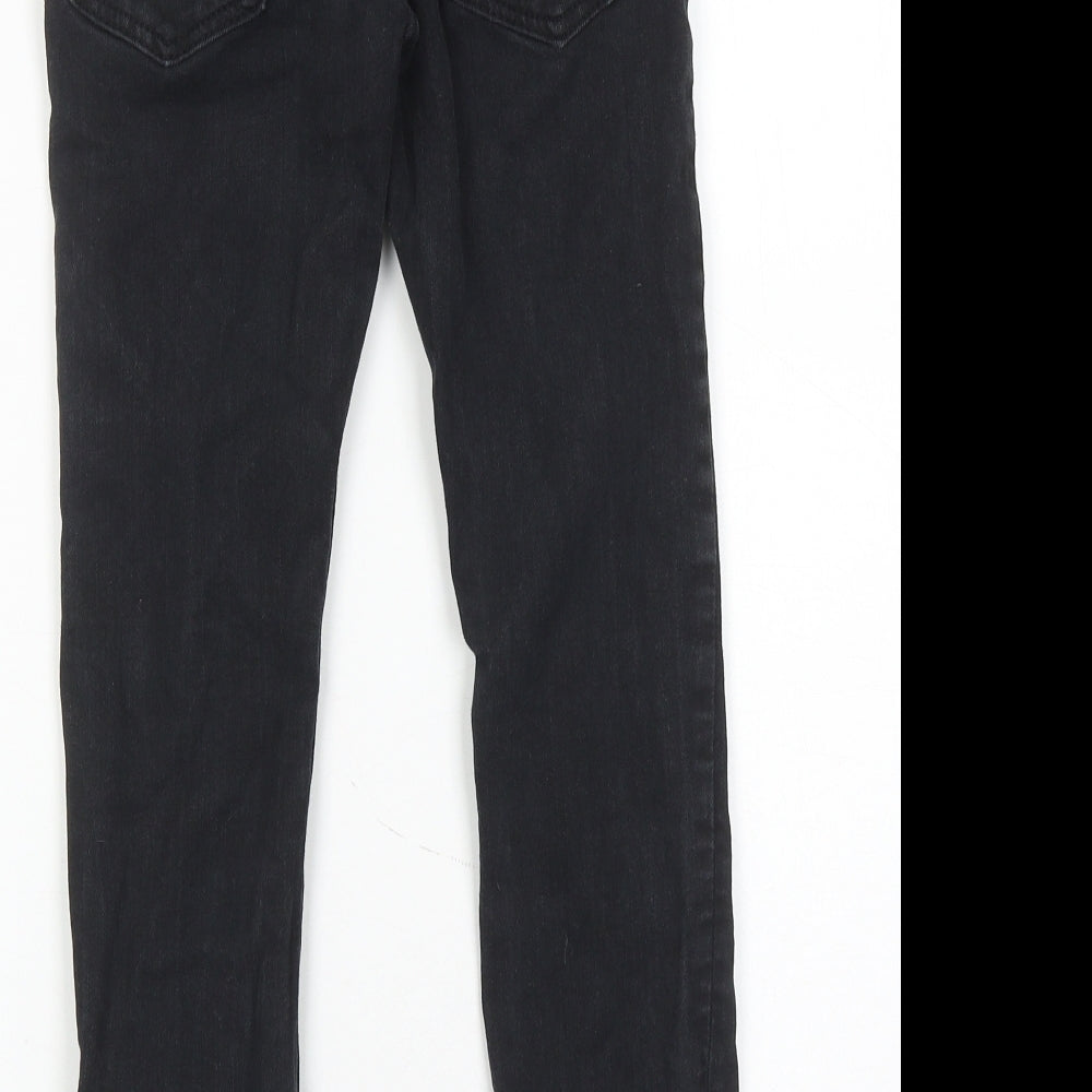 H&M Boys Black Cotton Skinny Jeans Size 9-10 Years Regular Zip