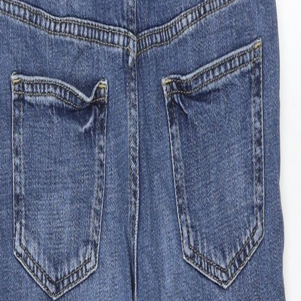 Marks and Spencer Girls Blue Cotton Dungaree One-Piece Size 8-9 Years Button