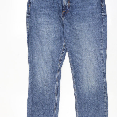 River Island Womens Blue Cotton Straight Jeans Size 12 Regular Zip