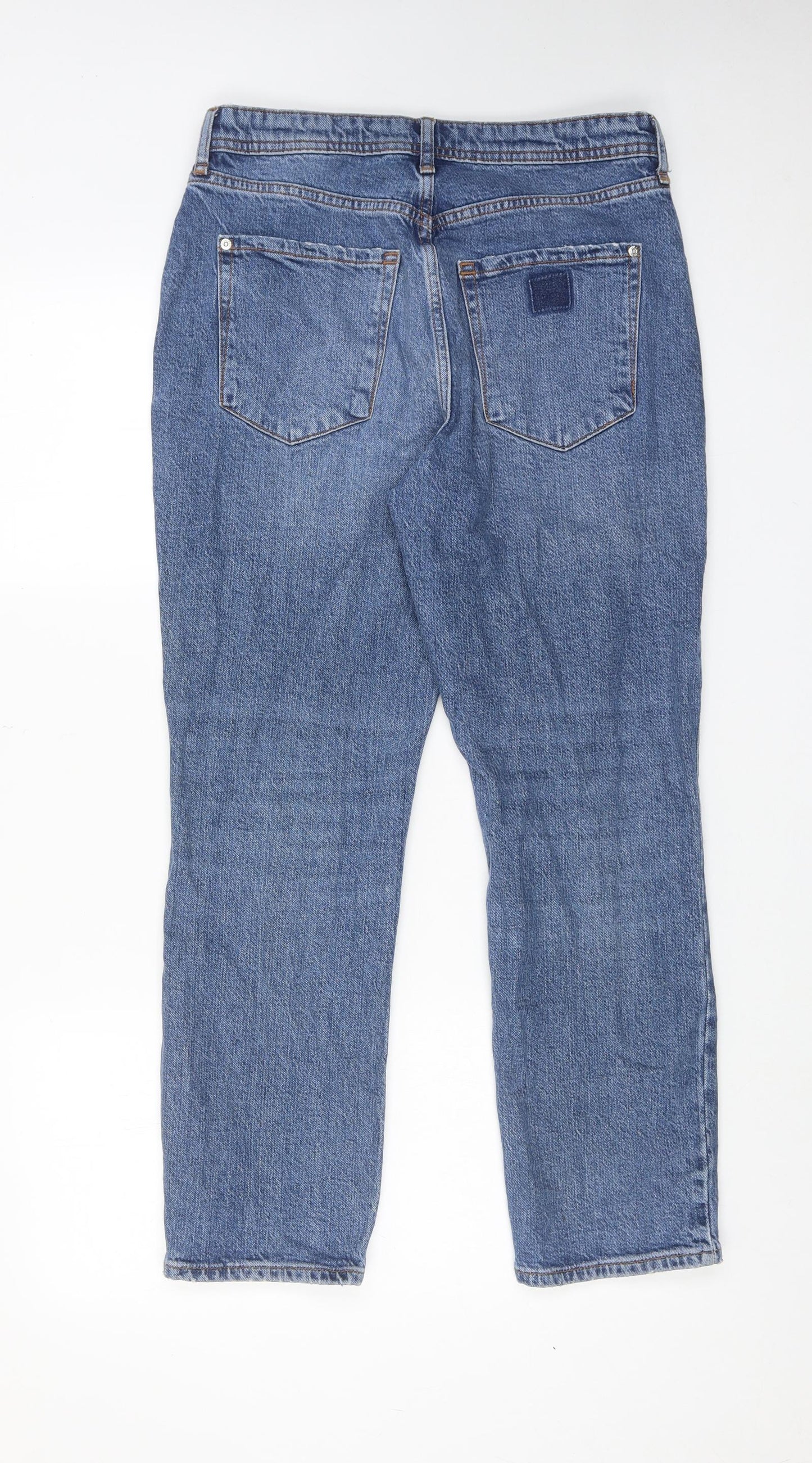 River Island Womens Blue Cotton Straight Jeans Size 12 Regular Zip