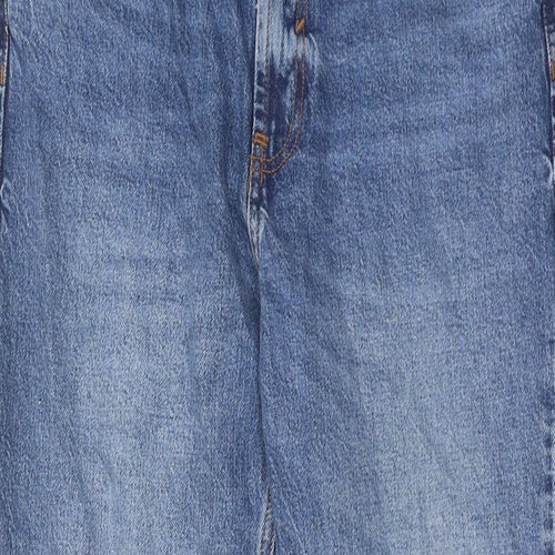 River Island Womens Blue Cotton Straight Jeans Size 12 Regular Zip