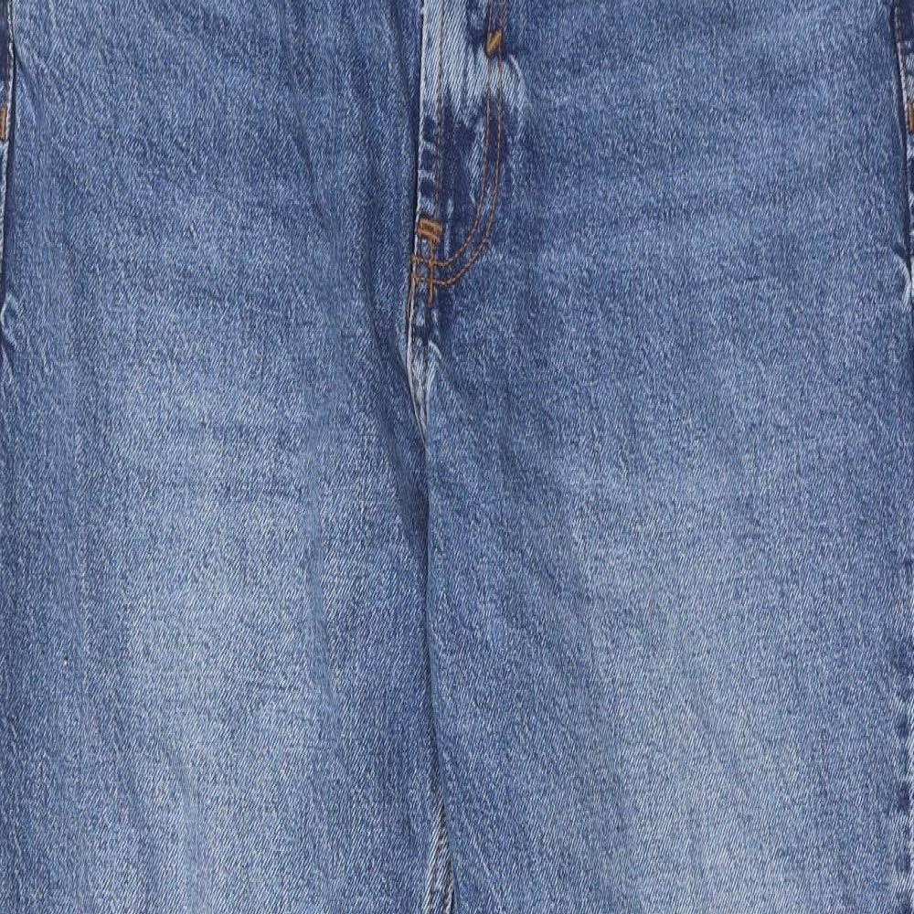 River Island Womens Blue Cotton Straight Jeans Size 12 Regular Zip