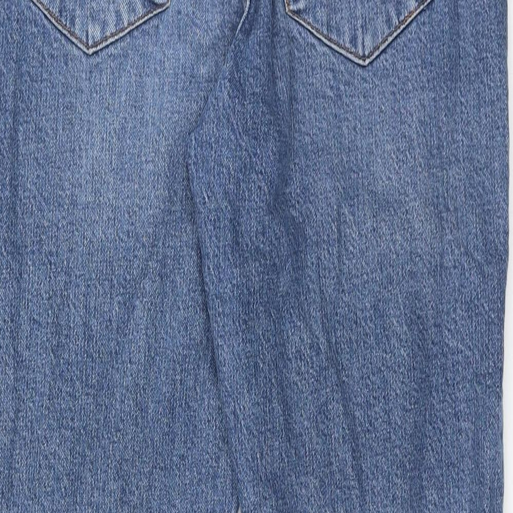 River Island Womens Blue Cotton Straight Jeans Size 12 Regular Zip