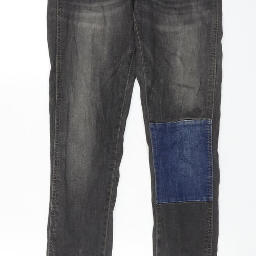 Zara Womens Grey Cotton Skinny Jeans Size 8 Regular Zip