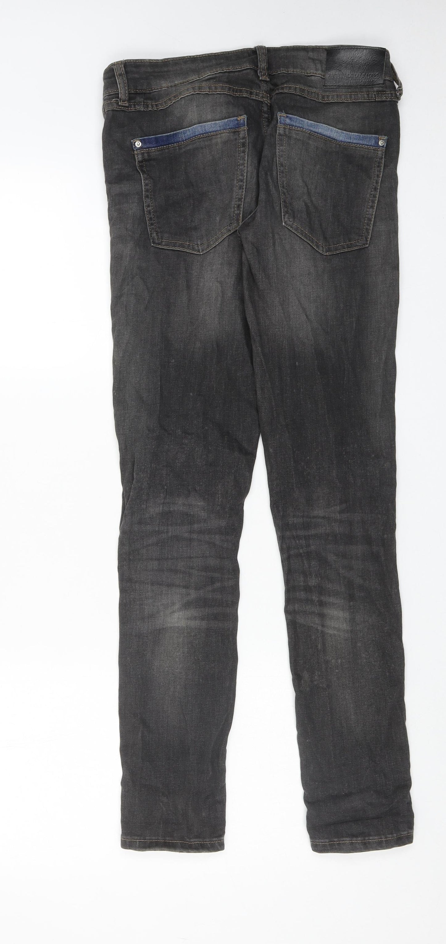 Zara Womens Grey Cotton Skinny Jeans Size 8 Regular Zip