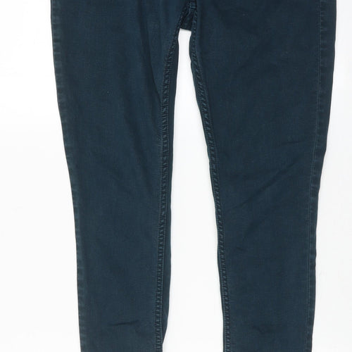 Marks and Spencer Womens Green Cotton Skinny Jeans Size 12 Regular Zip