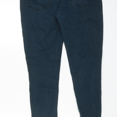 Marks and Spencer Womens Green Cotton Skinny Jeans Size 12 Regular Zip
