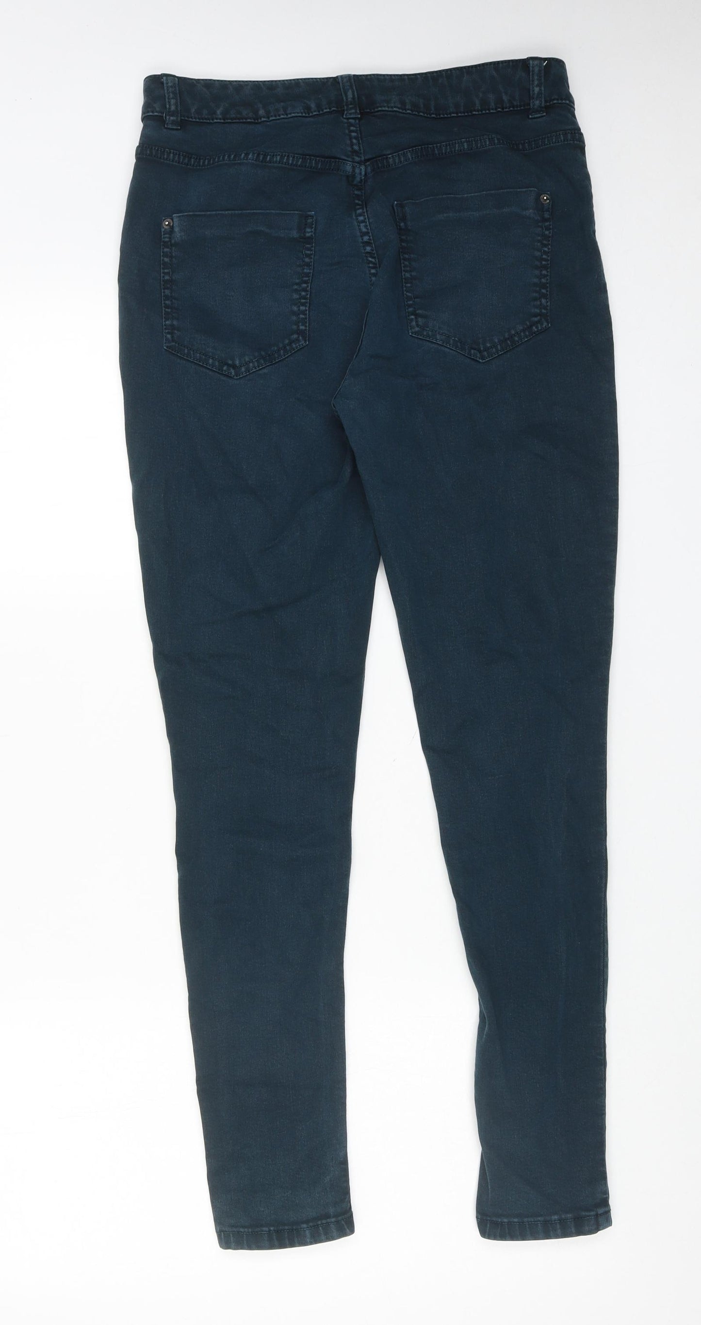 Marks and Spencer Womens Green Cotton Skinny Jeans Size 12 Regular Zip