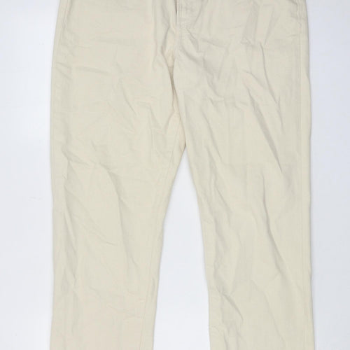 Denim & Co. Womens Beige Cotton Straight Jeans Size 14 Regular Zip