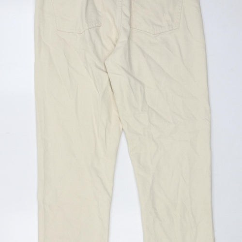 Denim & Co. Womens Beige Cotton Straight Jeans Size 14 Regular Zip