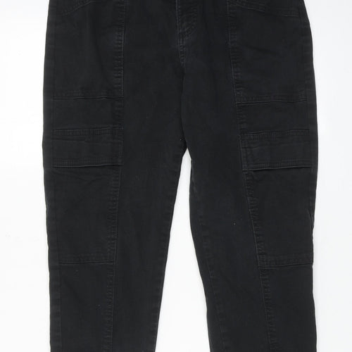 F&F Womens Black Cotton Straight Jeans Size 10 Regular Zip - Cargo