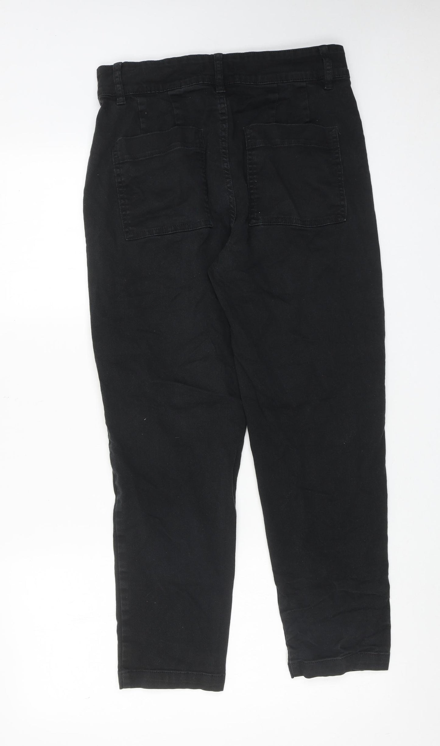 F&F Womens Black Cotton Straight Jeans Size 10 Regular Zip - Cargo