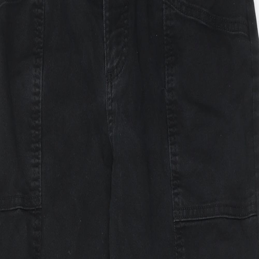 F&F Womens Black Cotton Straight Jeans Size 10 Regular Zip - Cargo