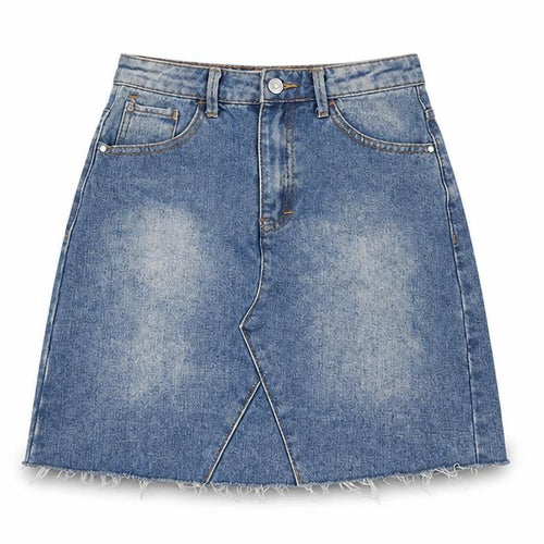Denim & Co. Womens Blue Cotton A-Line Skirt Size 6 Zip