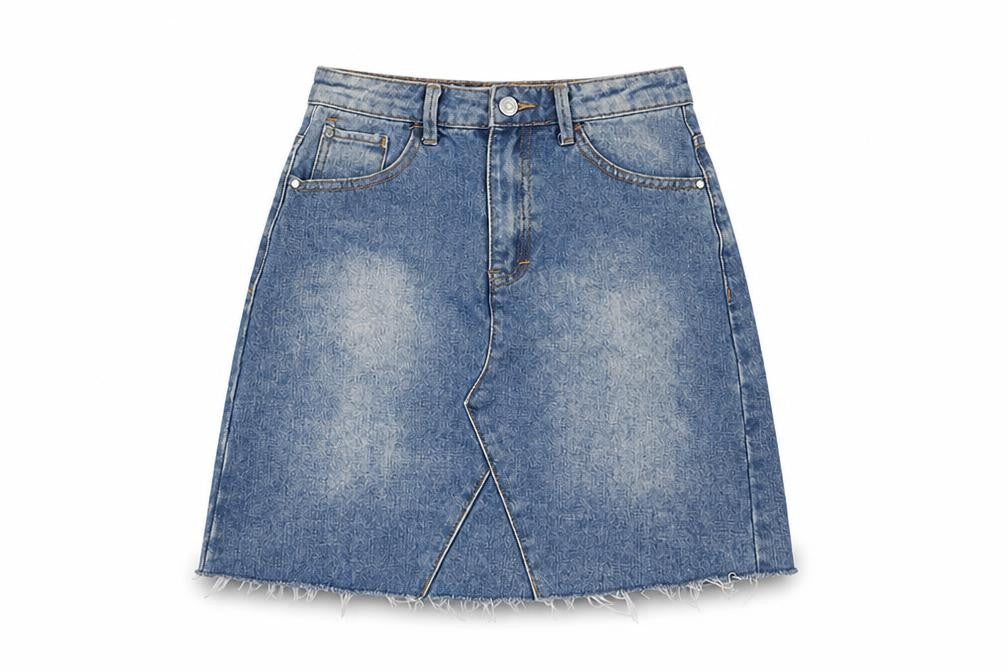 Denim & Co. Womens Blue Cotton A-Line Skirt Size 6 Zip