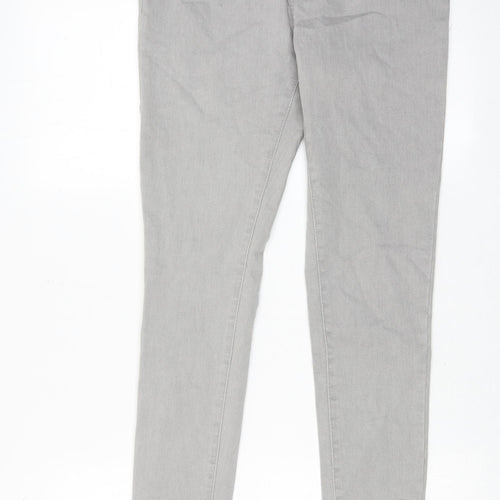 Denim & Co. Womens Grey Cotton Skinny Jeans Size 12 Regular Zip