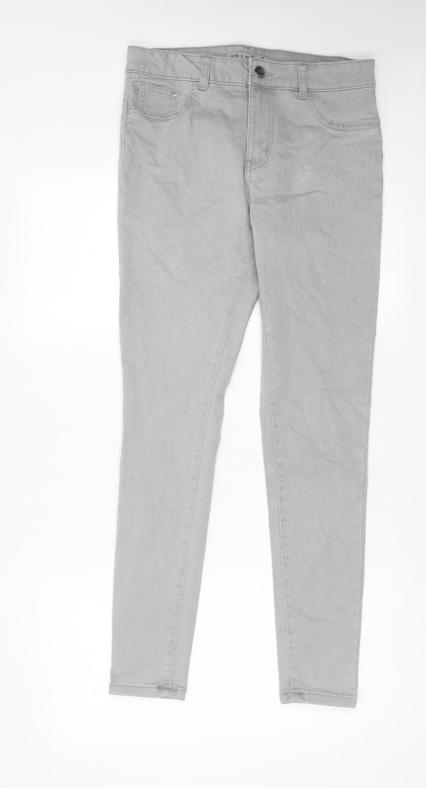Denim & Co. Womens Grey Cotton Skinny Jeans Size 12 Regular Zip
