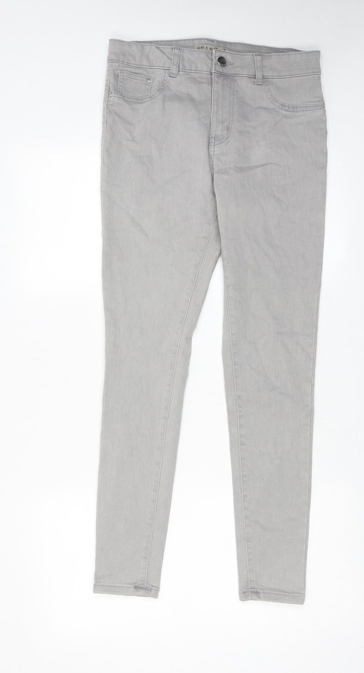 Denim & Co. Womens Grey Cotton Skinny Jeans Size 12 Regular Zip
