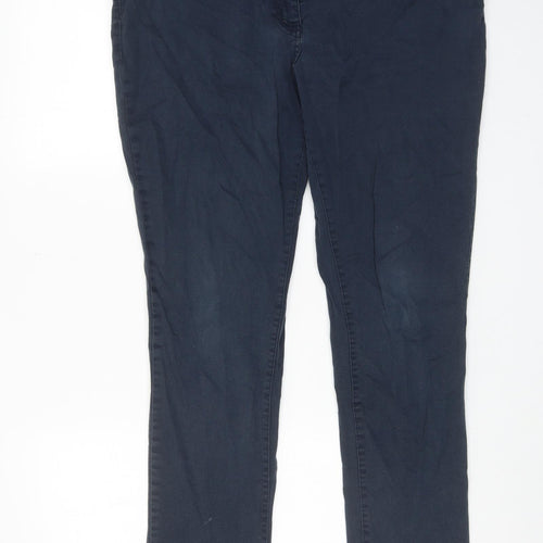 F&F Womens Blue Cotton Straight Jeans Size 18 Regular Zip