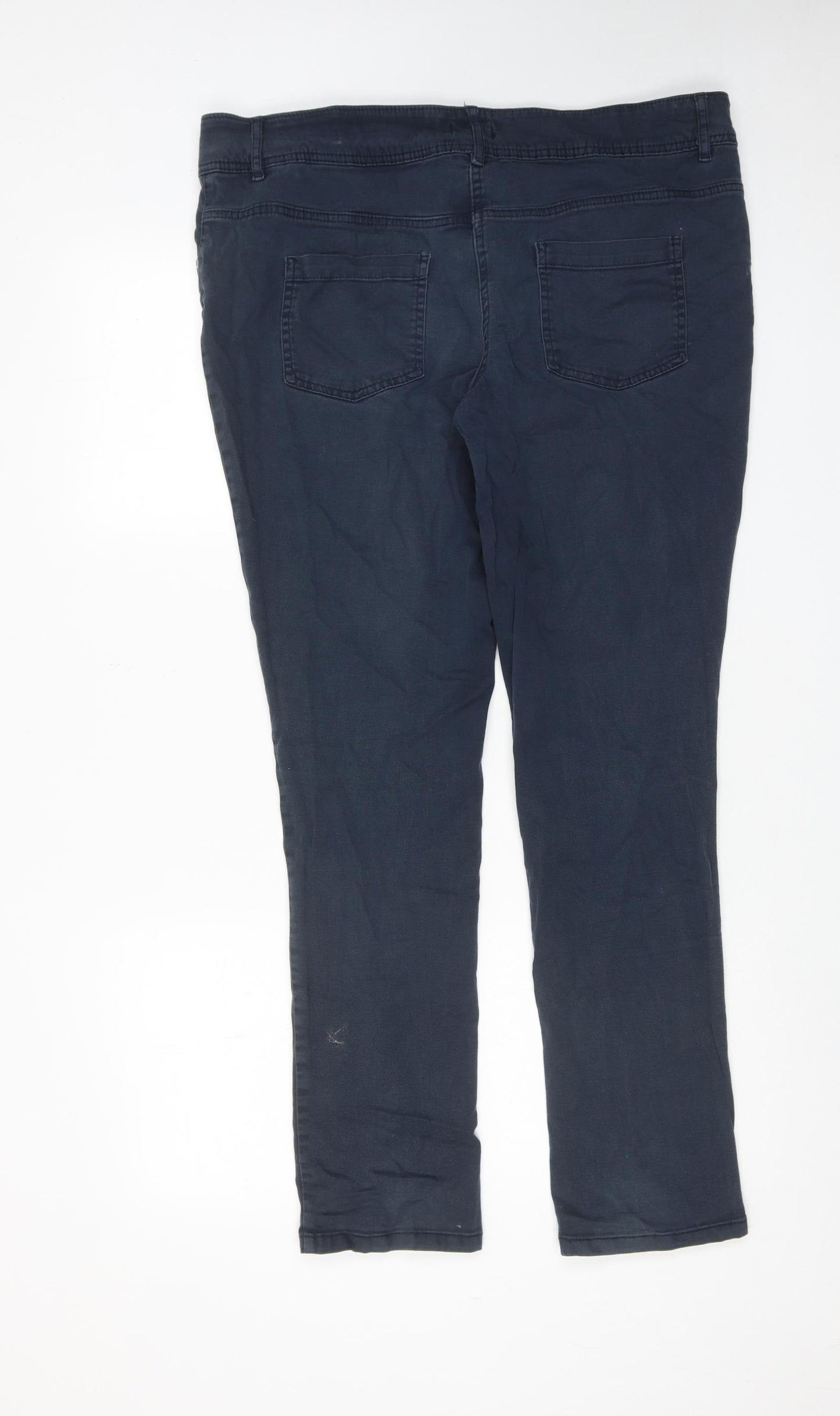 F&F Womens Blue Cotton Straight Jeans Size 18 Regular Zip