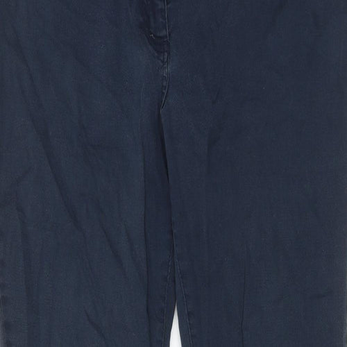 F&F Womens Blue Cotton Straight Jeans Size 18 Regular Zip